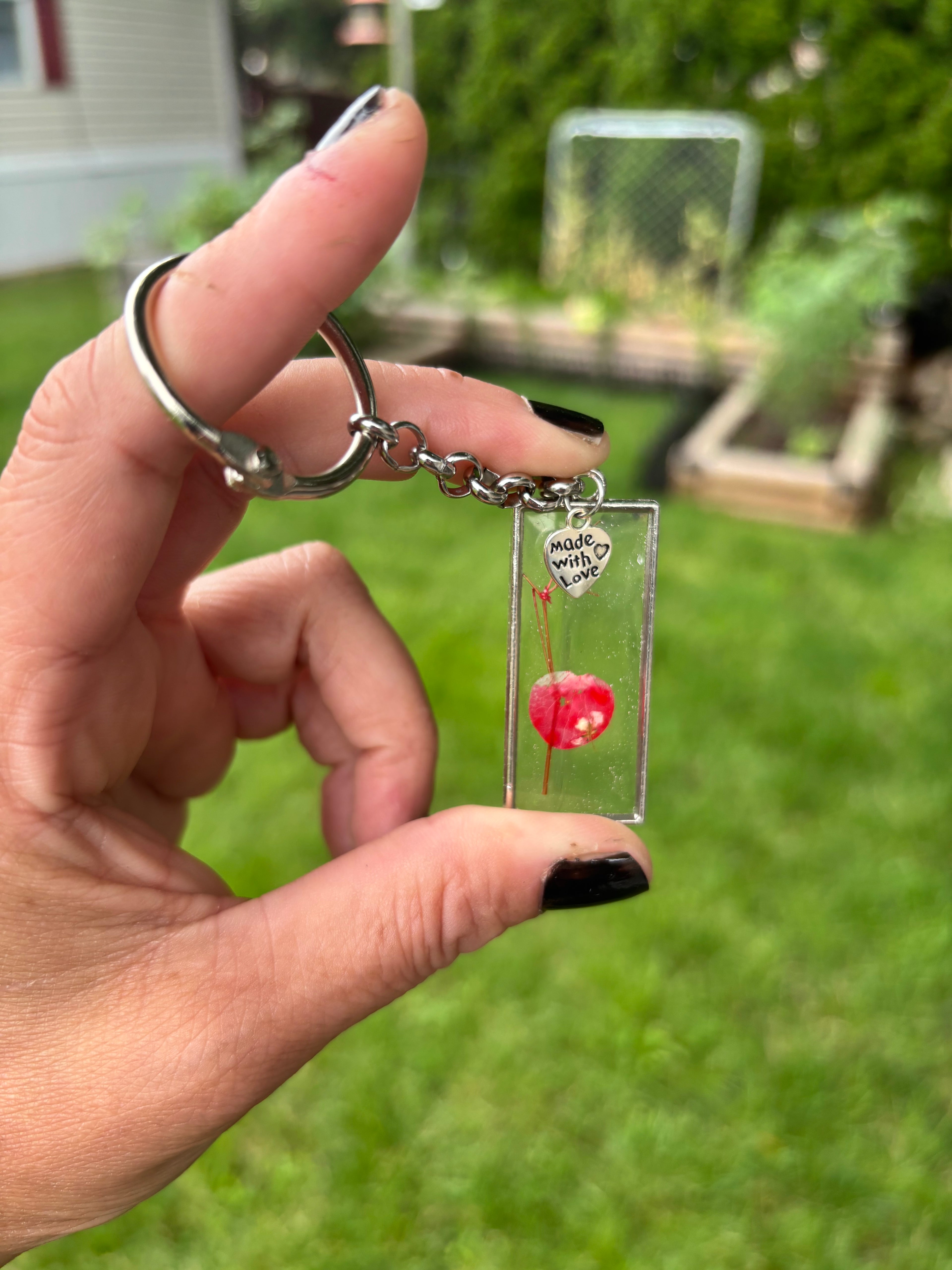 Wild Berry Pressed Flower Keychain