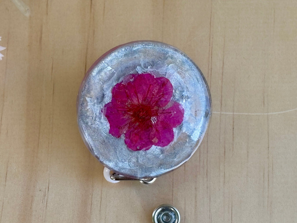 Silver Blossom Badge Reel